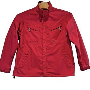 Aigle Men's Size L Red Windbreaker Jacket Full Zip Lined Hike Fish Sail *No Hood